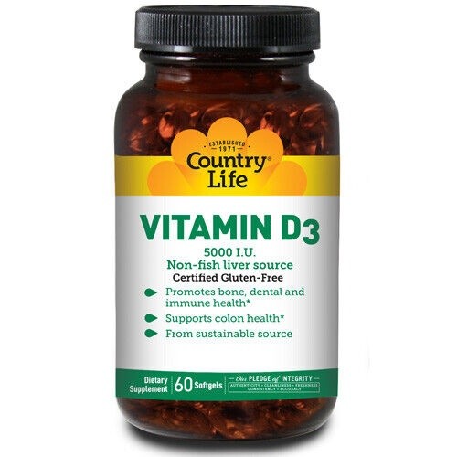 Country Life Vitamin D3 5000ME 60 softgels