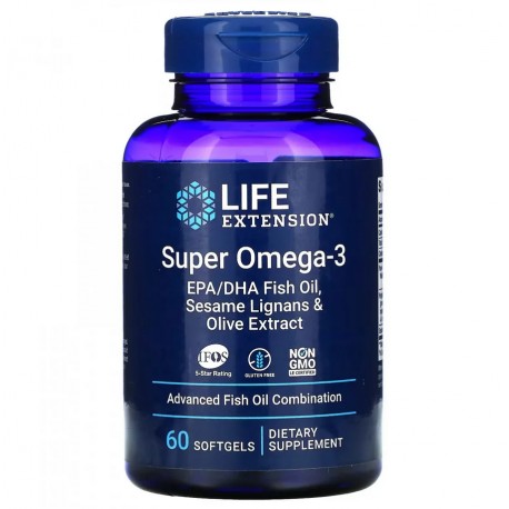 Life Extension Super Omega-3 EPA/DHA Fish Oil Sesame Lignans & Olive Extract 60 капсул